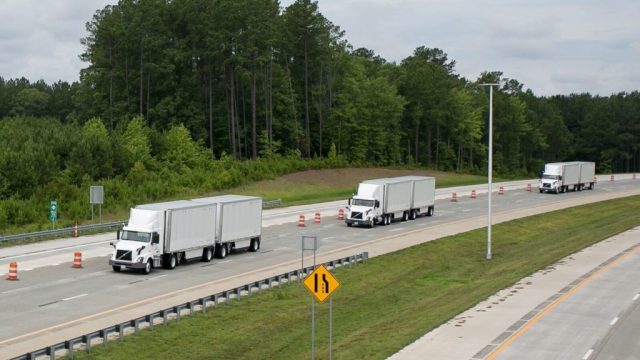 FedEx и Volvo провели демонстрацию движения грузовиков в составе автопоезда на автомагистрали в США